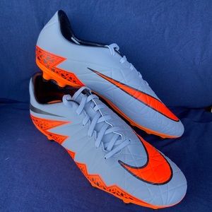 New NIKE Hypervenom Phelon ll FG Soccer Cleats Futbol Grey Orange Mens